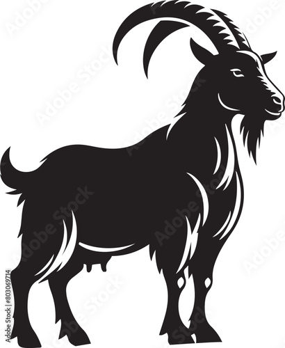 Goat farm animal silhouette vector illustration.
