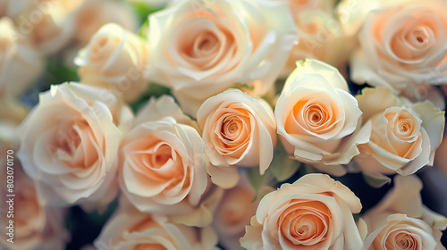 Bouquet of beautiful white roses closeup