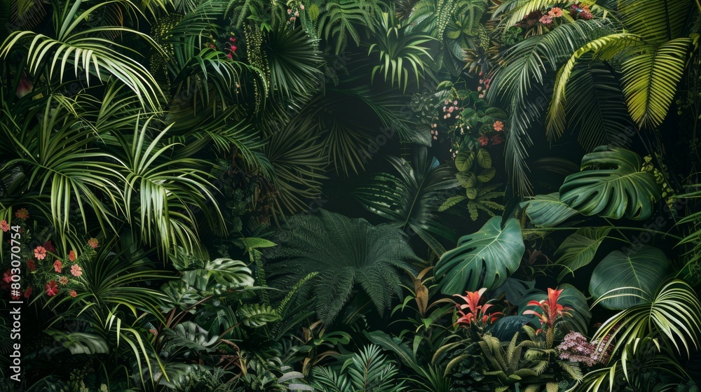Lush Tropical Jungle Foliage with Vibrant Greenery and Exotic Plants Lush Tropical Jungle Foliage with Vibrant Greenery and Exotic Plants