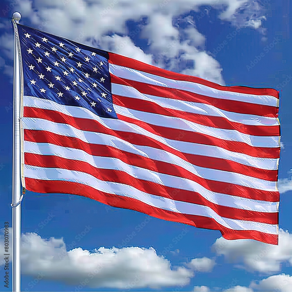 Fototapeta premium Isolated american flag under the sky