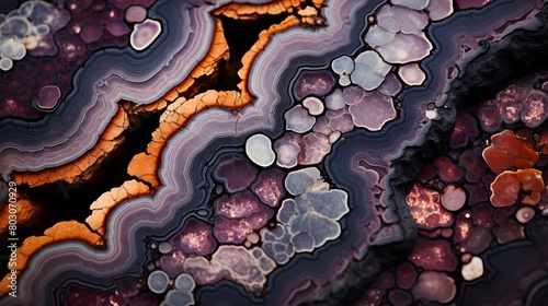 A visually appealing rock in purple and orange photo