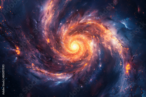 A rendering of a fractal spiral galaxy  with arms curling into infinite  repeating curves 