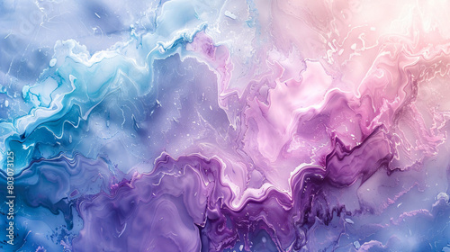 A colorful abstract painting with a blue and purple swirl