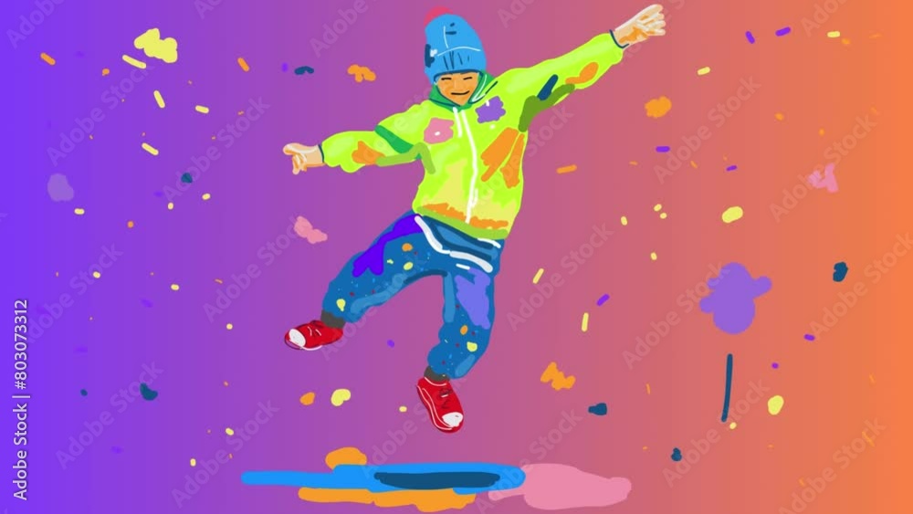 abstract colorful hip hop boy, motion abstract colorful hip hop boy, motion
