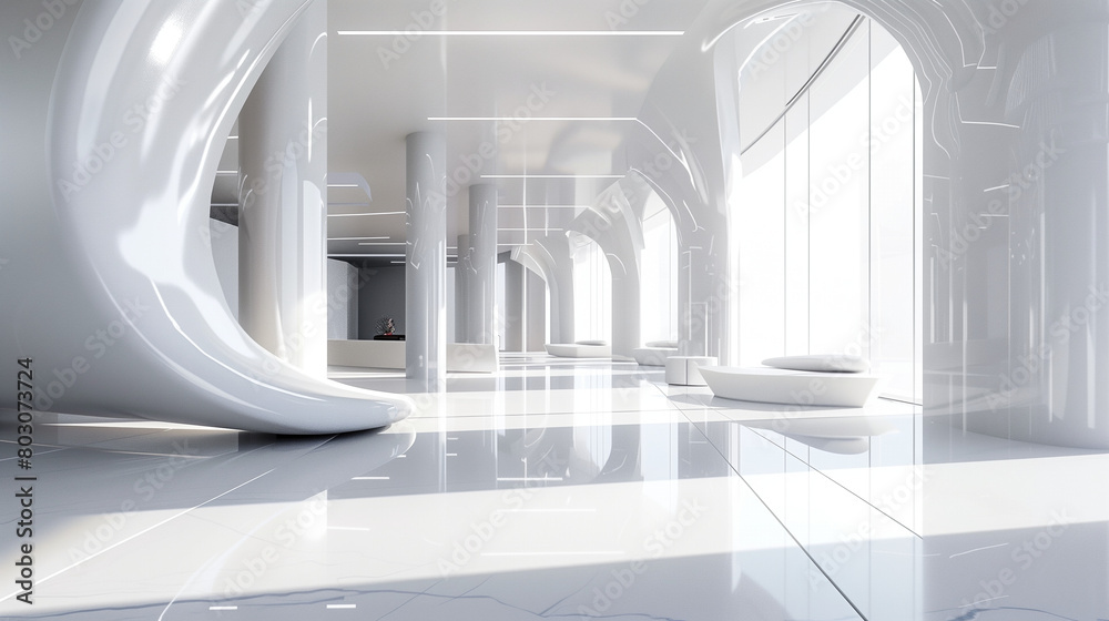 Obraz premium 3D glossy and modern white interior