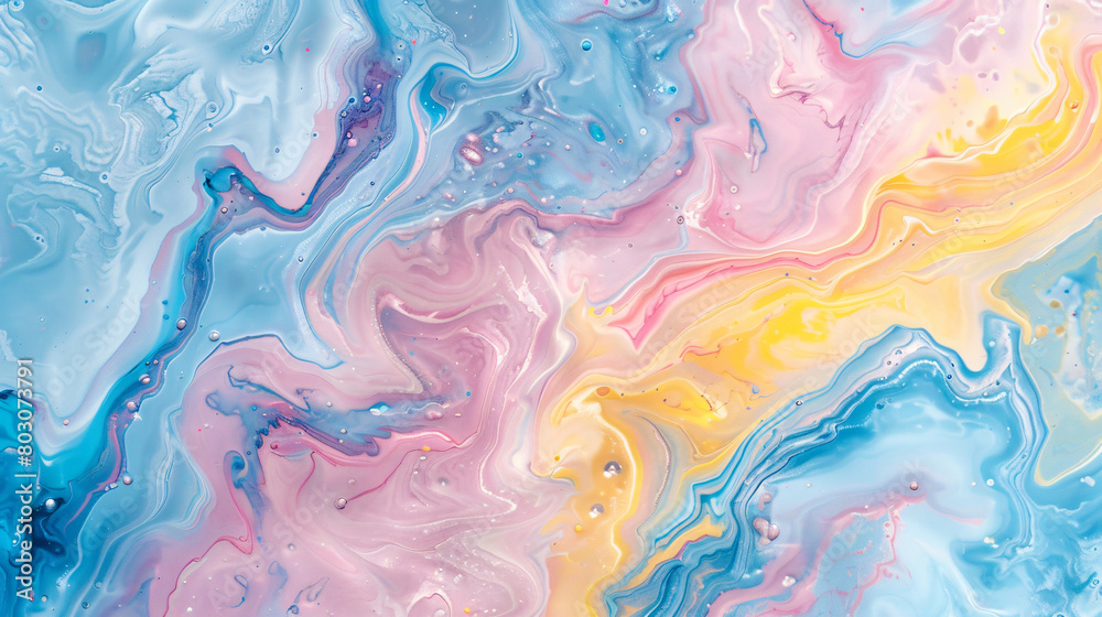 A colorful swirl of paint with blue, pink and yellow colors A colorful swirl of paint with blue, pink and yellow colors