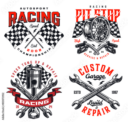 Autosport racing set flyers colorful