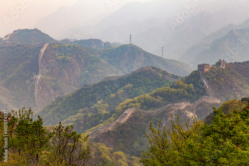 Scenic panoramic view of the Great Wall of China