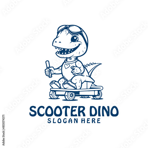 Scooter dinosaur logo vector illustration