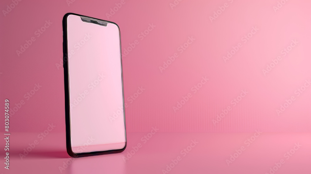 A pink phone is on a pink background A pink phone is on a pink background