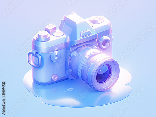 3D cartoon clear glass material camera icon 