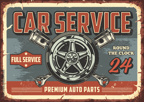 Car service colorful vintage sticker