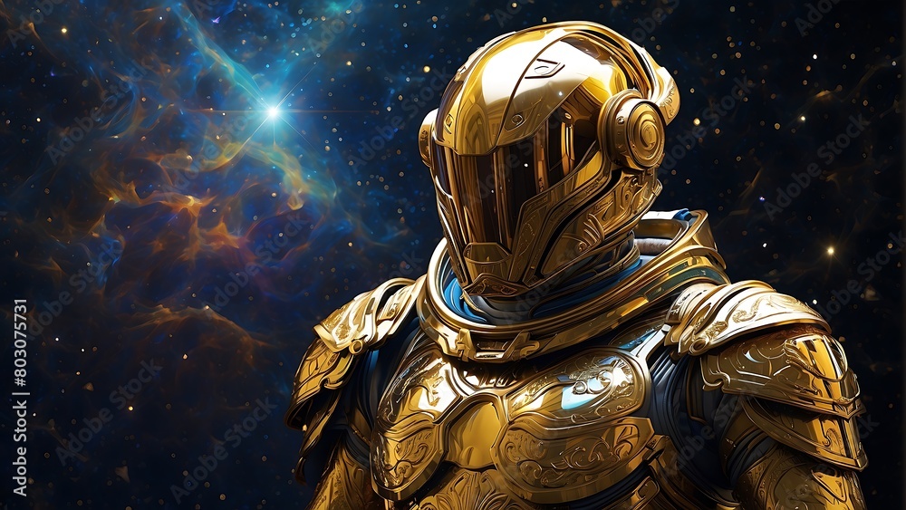 A golden warrior, clad in ancient golden metal armor, stood guard. It is a mystery across time. A golden warrior, clad in ancient golden metal armor, stood guard. It is a mystery across time.