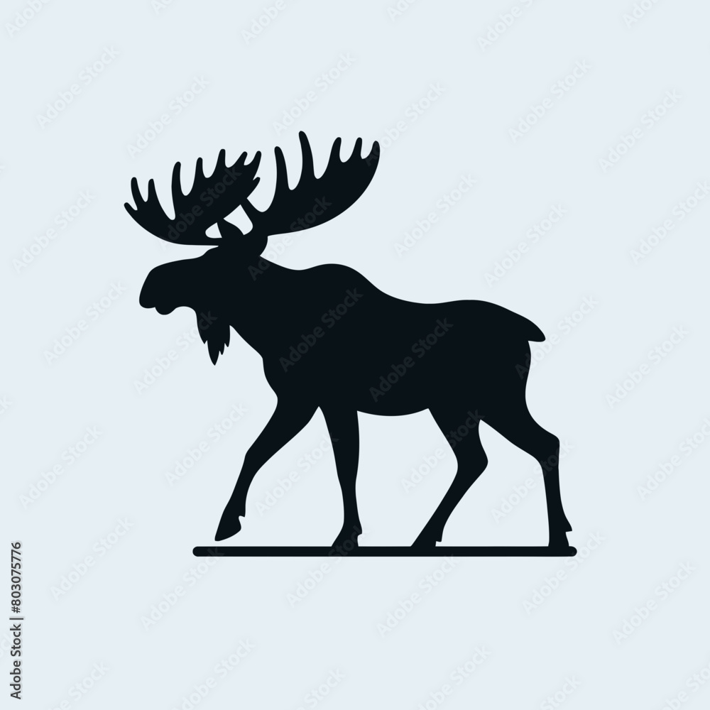 Obraz premium moose silhouette vector illustration white background