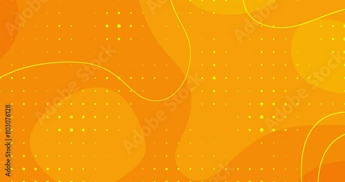 4k bright yellow orange animated fluid background. Halftone dots liquid morphic pattern. Minimal organic style. Wavy curve thin lines. Blank simple animation. Seamless loop banner. Halloween hot sale
