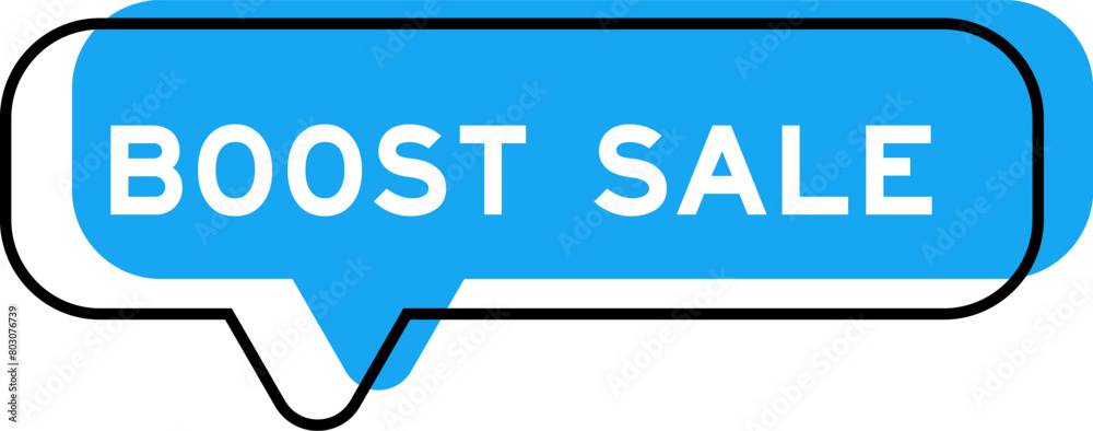 Speech banner and blue shade with word boost sale on white background Speech banner and blue shade with word boost sale on white background