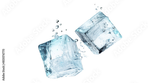 ice cubes isolated on white background. Transparent background or PNG file. 