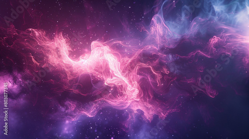 Ethereal wisps of iridescent smoke drifting through the cosmos photo