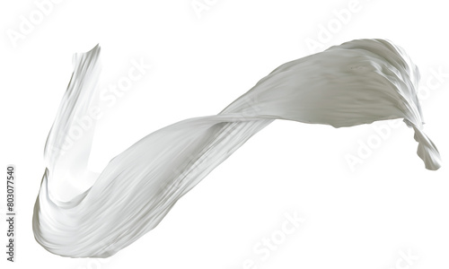 white fabric cloth flowing on wind, wave flying movement, 3d rendering
