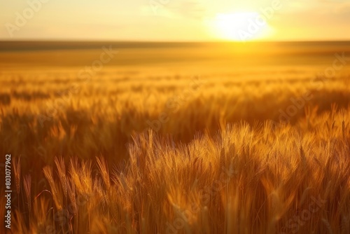 Golden Wheat Field at Sunset  Warm Light  Gentle Breeze  Harvest Season  Rural Agriculture