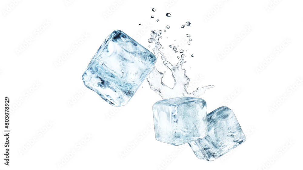 ice cubes isolated on white background. Transparent background or PNG file. ice cubes isolated on white background. Transparent background or PNG file.