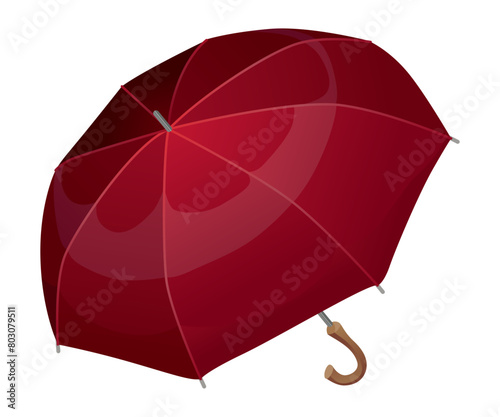 Umbrella. Parasol side view. Hand-held rain, sun or windbreak protection. Vector illustration isolated on white background