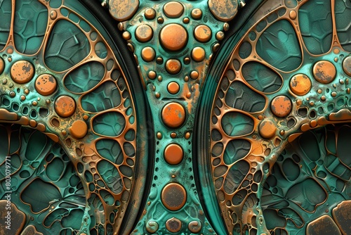 A copper texture with a verdigris patina. photo