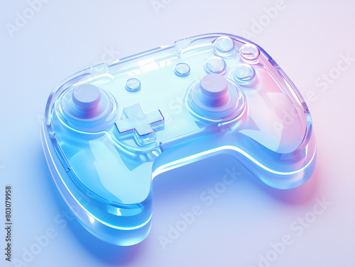 3D cartoon clear glass gamepad icon
