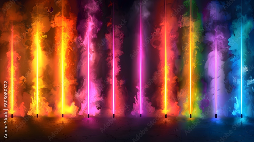 neon tubes on a dark background
