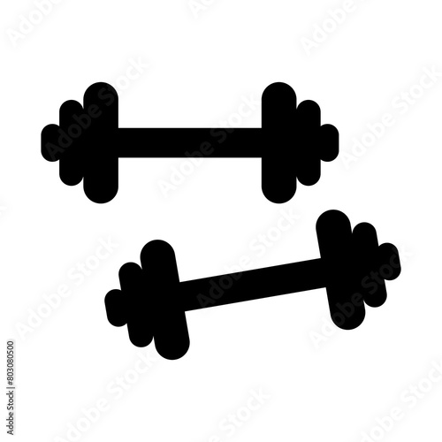 Illustration depicting black dumbbells for sports on a white background