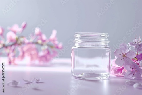 An elegant matte white cream jar is softly illuminated