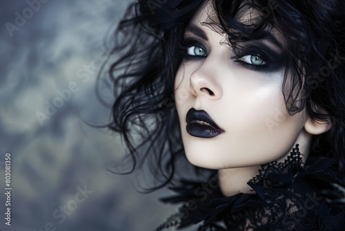 Pale woman in gothic style