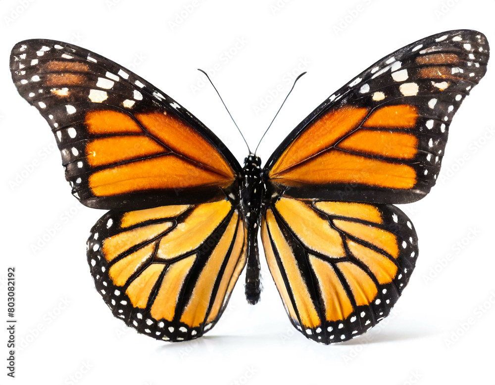 Fototapeta premium Monarchfalter isoliert auf weißen Hintergrund, Freisteller