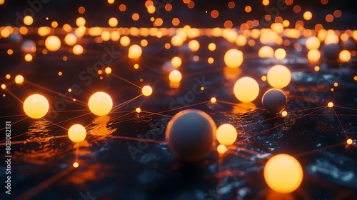 Glowing orbs interconnected by luminous pathways, symbolizing the interconnectedness of technology photo