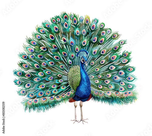 peacock watercolor digital painting good quality