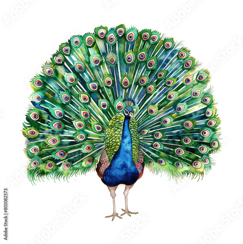 peacock watercolor digital painting good quality