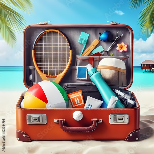 suitcase ready for summer beach holiday trip
