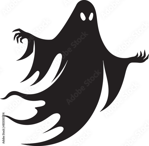 Halloween ghost vector illustration. Silhouette of spooky character. Scary ghostly monsters.