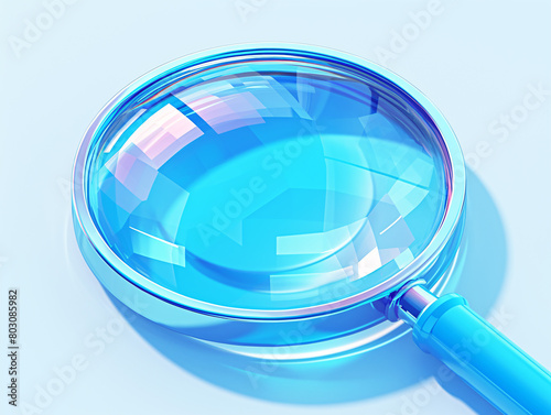 3D cartoon clear glass material search magnifying glass icon
