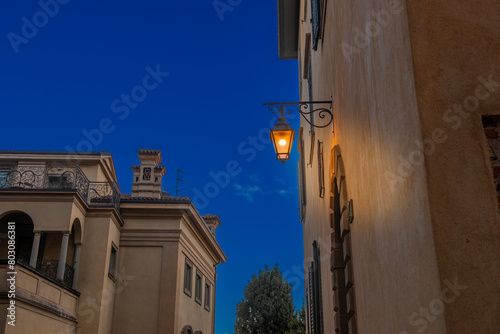 The lighting of the historic center with street lamps that are aesthetically enhancing