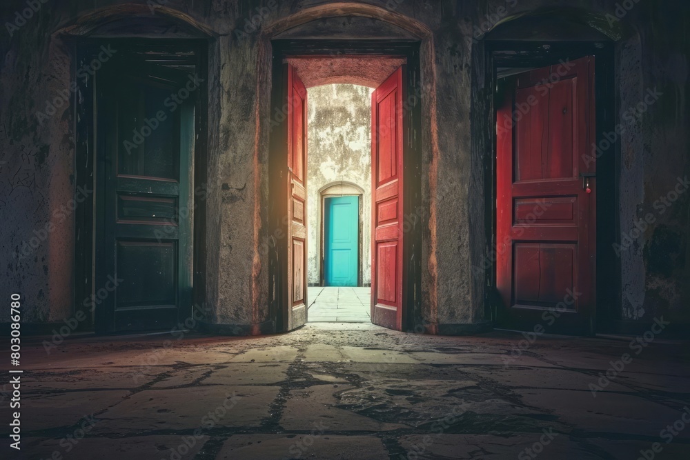 A series of open doors, each brighter than the last, representing the path out of depression