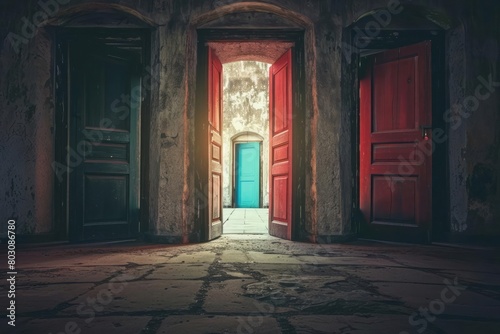 A series of open doors  each brighter than the last  representing the path out of depression