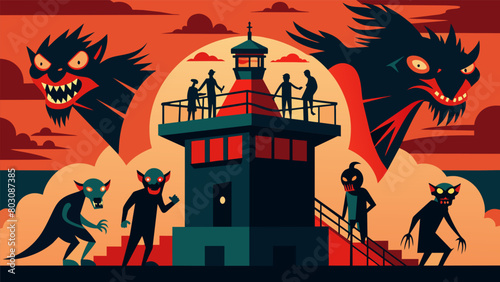 Depictions of menacing figures and grotesque creatures adorn the walls of the control tower further instilling fear and paranoia in those who pass by..