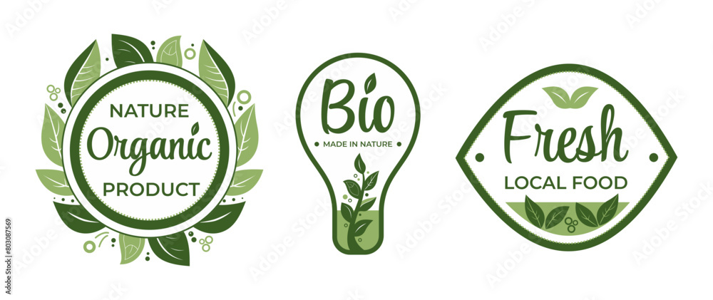 Eco, bio, organic and natural products sticker, label, badge and logo. Ecology icon. Eco frienly products