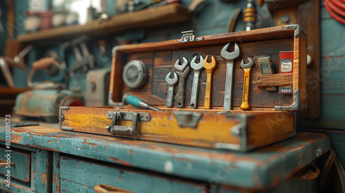 Vintage toolbox with differ...