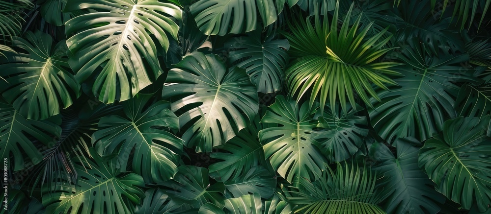 Flat lay view of tropical palm leaves from above Flat lay view of tropical palm leaves from above