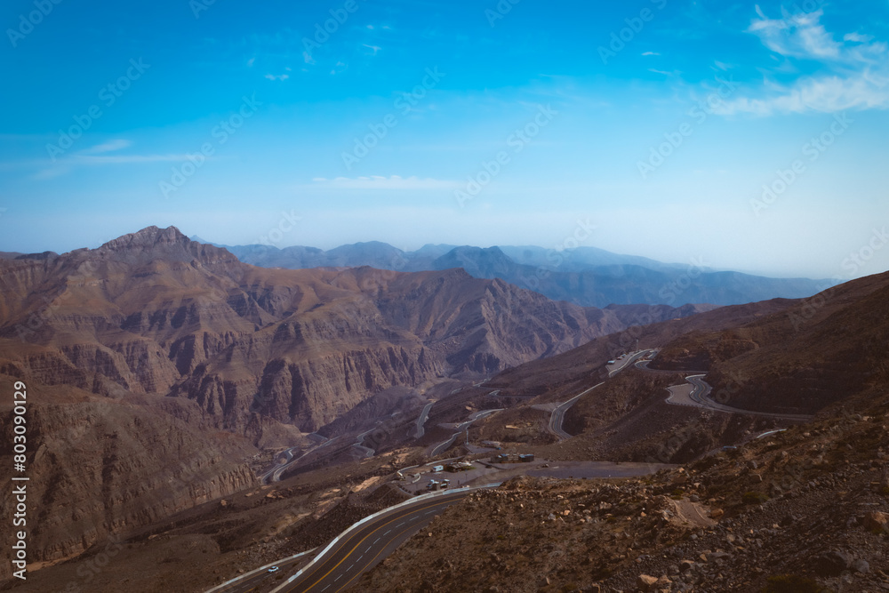 Jebel jais mountain, Majestic Rocky Mountains Under Clear Blue Sky During a Sunny Day