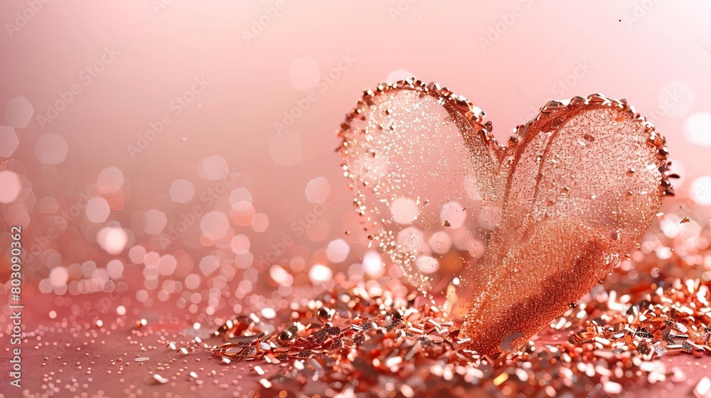 Fototapeta premium elegant rose gold abstract heart shape festive christmas and valentines background