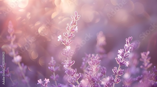 banner close-up purple flowers lavender, illuminated by the sun, blossom, concept summer © Muzikitooo