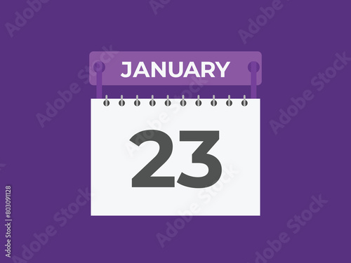 january 23 calendar reminder. 23 january daily calendar icon template. Calendar 23 january icon Design template. Vector illustration
